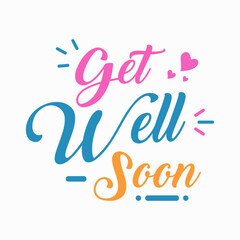 Vector stock of get well soon lettering, handwritten typography