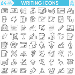 writing related icon such as, question mark, talk, answer, test, learning