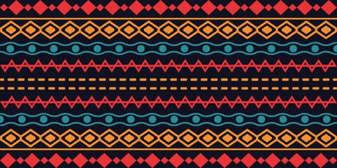 Abstract bright colorful pattern banner design template with tribal aztec style ornament. Ethnic background collection. Ethnic border style seamless pattern. Tribal mexico or african print design art.