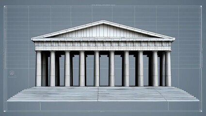 Fototapeta premium 3d wireframe render of a monument architecture abstrac background