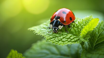 Obraz premium Ladybug Resting on a Log 