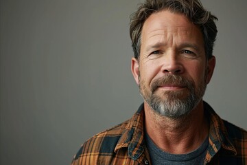 Obraz premium Portrait of a handsome mature man with gray beard and mustache.