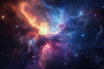 Fototapeta premium ethereal cosmic nebula with distant galaxies and celestial wonders enchanting abstract space background illustration
