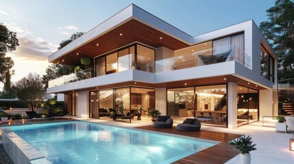 Modern Two-Story House With Swimming Pool