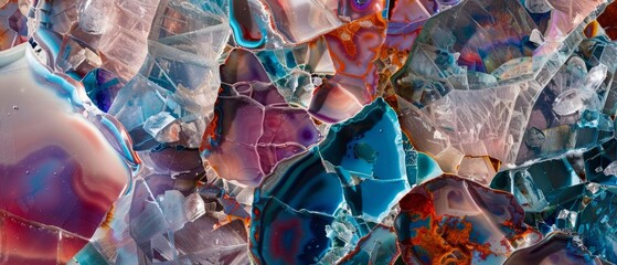 Panoramic close-up, high detail scan of crystalline glaze material, Generative AI