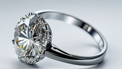 Diamond Ring on White Background.