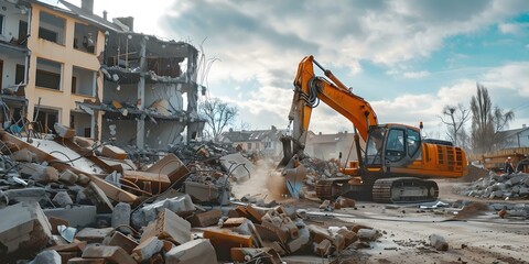 Demolition and Deconstruction Images of Structures Being Taken Down. Concept Demolition, Deconstruction, Destruction, Buildings, Structures