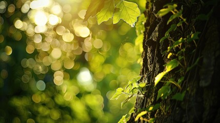 Obraz premium Nature s bokeh backdrop under the shade of a tree