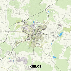 Kielce, Poland map poster art
