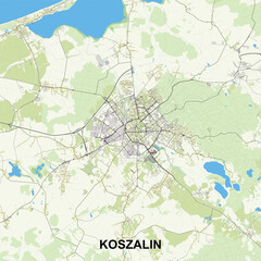 Koszalin, Poland map poster art