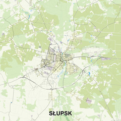 Słupsk, Poland map poster art