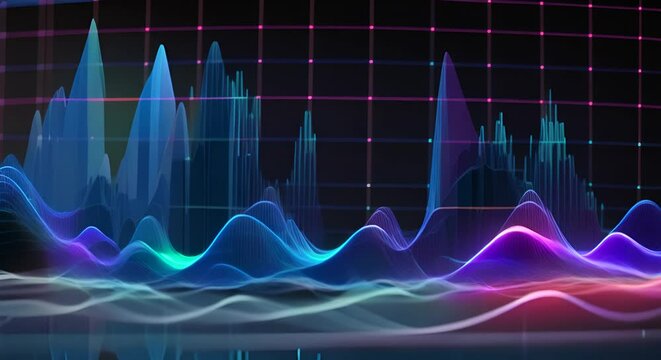 A blue and red graph with a lot of lines and curves