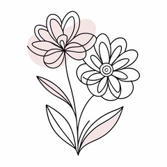 Continuous one line art flower design hand drawn simple flower outline (12)