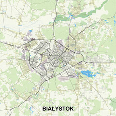 Białystok, Poland map poster art