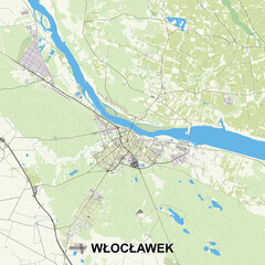 Włocławek, Poland map poster art