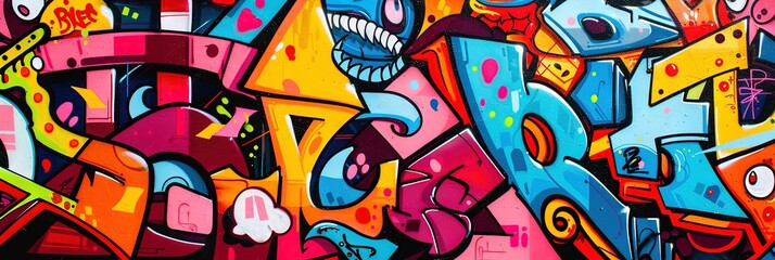 Fototapeta premium graffiti painting in bright colours, urban art with a underground vibe