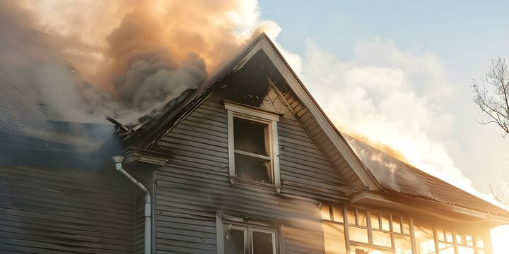Residential property with fire damage needs restoration for smoke soot and odor. Concept Fire Damage Restoration, Smoke Soot Removal, Odor Elimination, Residential Property, Restoration Services