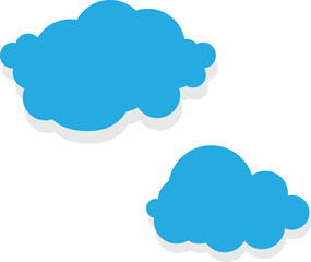 Cloud icons set in flat style isolated on blue background. Cloud web icons set. Simple vector symbols collection