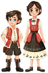 Boy and girl in traditional European attire
