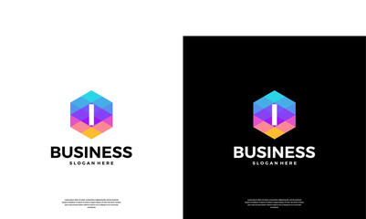 Letter I colorful abstract logo design. Geometric business, company, corporate logo template.