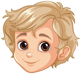 Illustration of a happy, freckled boy's face