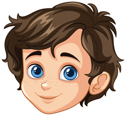 Happy boy with blue eyes and freckles