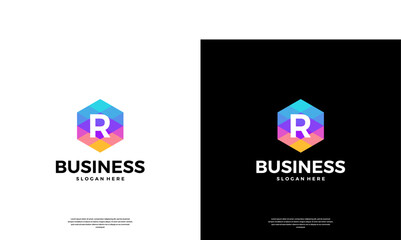 Letter R colorful abstract logo design. Geometric business, company, corporate logo template.