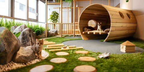 Luxury pet hotel with themed play areas spa webcam access for owners. Concept Pet Hotel, Luxury Accommodations, Themed Play Areas, Spa Services, Webcam Access