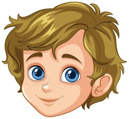 Illustration of a happy boy with blue eyes