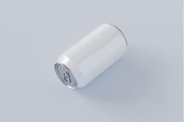 Template of tin can, drink, on white background isolated 3d rendering, cylindrical container for presentation of design and pattern. Mockup blank silver bottle soda or juice