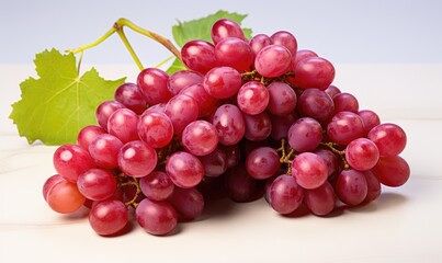 Fototapeta premium Vivid Macro Shot of Luscious Red Grapes on White Background - High Contrast Realistic Photography with Sony A7R IV