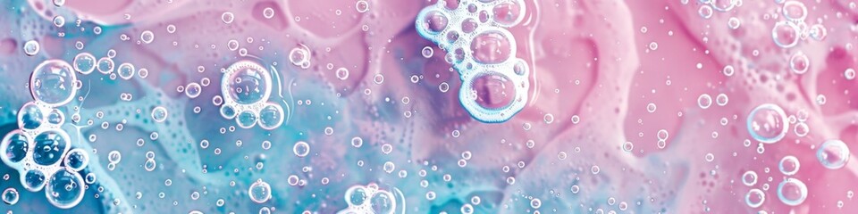 Seamless Pattern of Fresh Bubbles and Foam in Pink and Blue Illustration, Creative Wallpaper for Computer and Mobile, Spring and Summer Seasons, AI-Generated High-Resolution Background