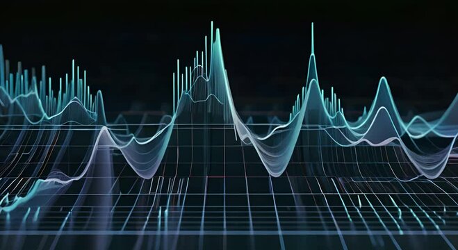 A graph with blue lines and a black background. The graph is showing a pattern of waves