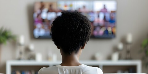 Black woman watches online church service unrecognizable. Concept Religious Practices, Technology Usage, Remote Worship, Personal Experience, Identity Representation