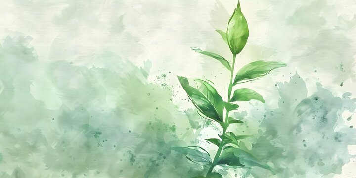 Spa Embraces Plant Stem Cell Therapies in Tranquil Natural Setting through Digital Watercolor. Concept Spa, Plant Stem Cell Therapies, Natural Setting, Digital Watercolor, Tranquil Environment