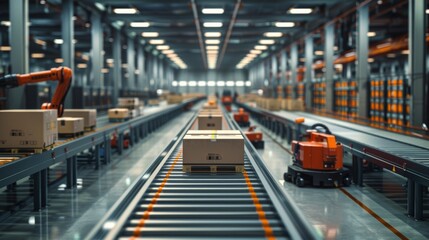 Seamless Automation: High-Tech E-Commerce Fulfillment Center with Robotic Packing System