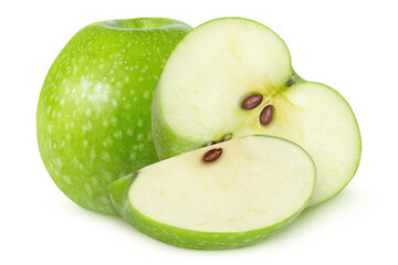 Green apples on isolated white background