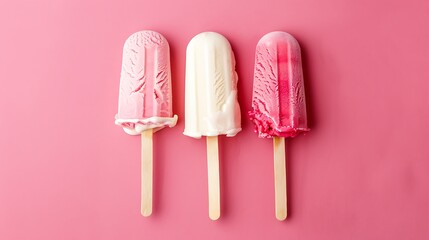 Ice cream pop red and pink background