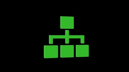 business organization hierarchy command green set icon 3d illustration rotation