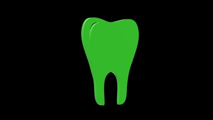 tooth dentist molar green set icon 3d illustration rotation