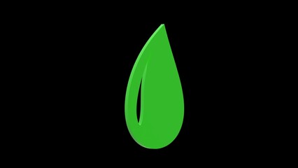water drop wet green set icon 3d illustration rotation