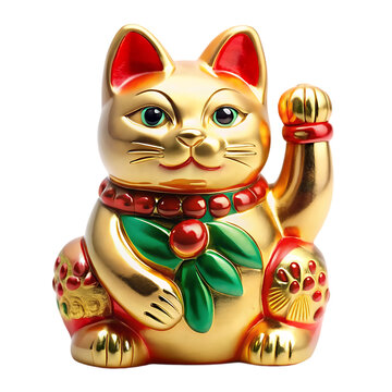 feng shui fortune cat on transparent background