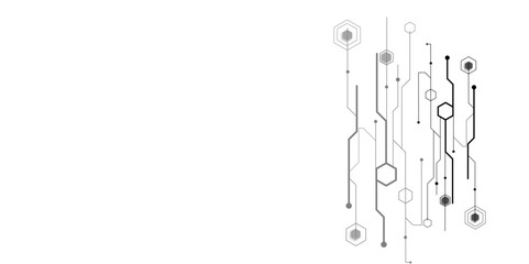 Vectors High-tech connection system on a white background. Technology digital circuit board background. Technology black circuit diagram.
