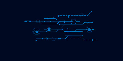 Vectors Digital technology and science background Quantum computer technologies concepts, large data processing. Futuristic blue circuit board background