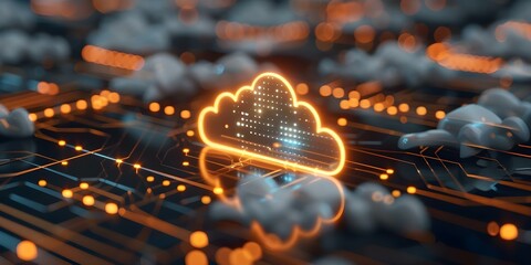 Hybrid cloud network background with serverless technology. Concept Hybrid Cloud Networks, Serverless Technology, Cloud Computing, Network Security, Infrastructure Management