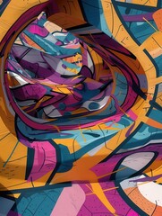 4 Street graffiti art flat design top view underground theme 3D render Triadic Color Scheme