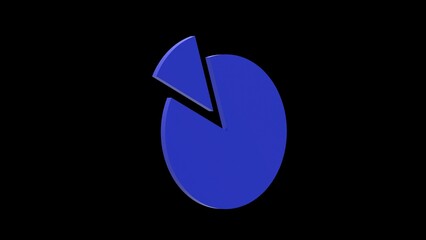 pie chart statistics blue set icon 3d illustration rotation