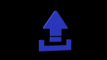 upload blue set icon 3d illustration rotation