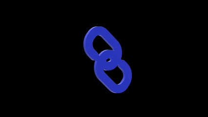 chain link blue set icon 3d illustration rotation