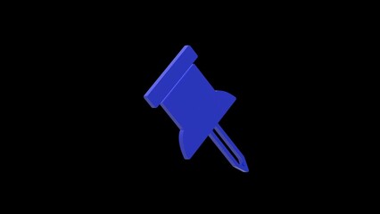 pin fix blue set icon 3d illustration rotation